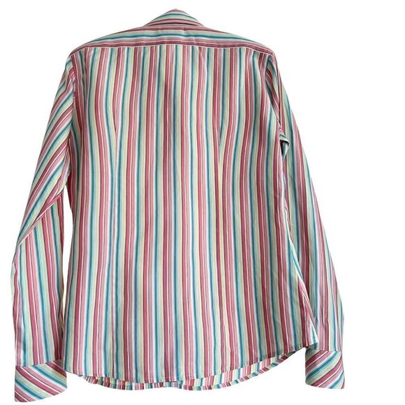 Vintage Lilly Pulitzer Pastel Striped Long Sleeve Button Down Cotton Blouse 6 - Picture 4 of 6